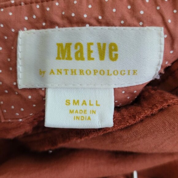 Maeve Rust Linen Blend Twist Front / Tie Back Minidress S - Picture 7 of 14